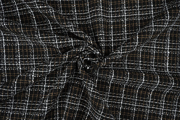 Bouclé Quadri Selene Nero - Marrone Bouclé Quadri Selene Nero - Marrone