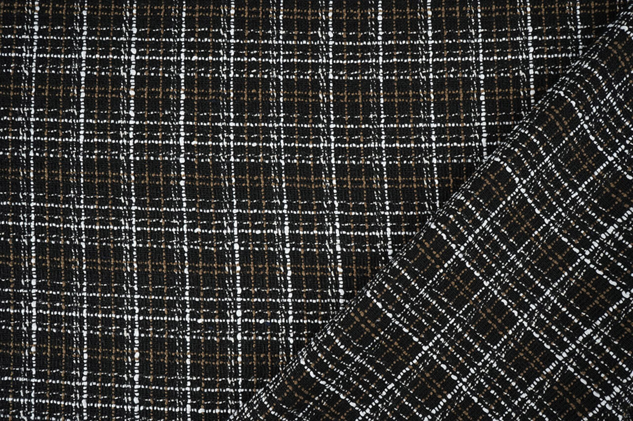 Bouclé Quadri Selene Nero - Marrone Bouclé Quadri Selene Nero - Marrone