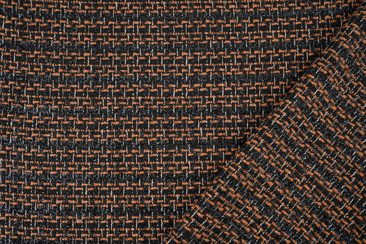 Bouclé Ruit Norah Zwart - Oranje