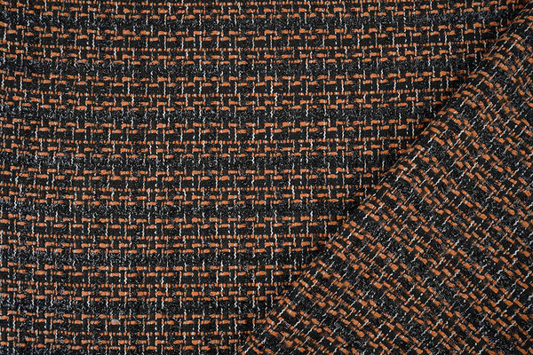 Bouclé Ruit Norah Zwart - Oranje