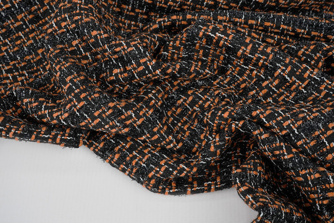 Bouclé Cuadros Norah Negro - Naranja