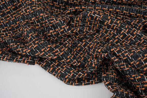 Bouclé Quadri Norah Nero - Arancione Bouclé Quadri Norah Nero - Arancione