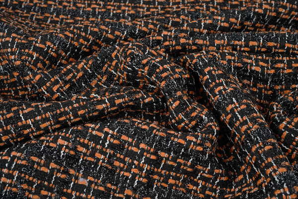 Bouclé Cuadros Norah Negro - Naranja
