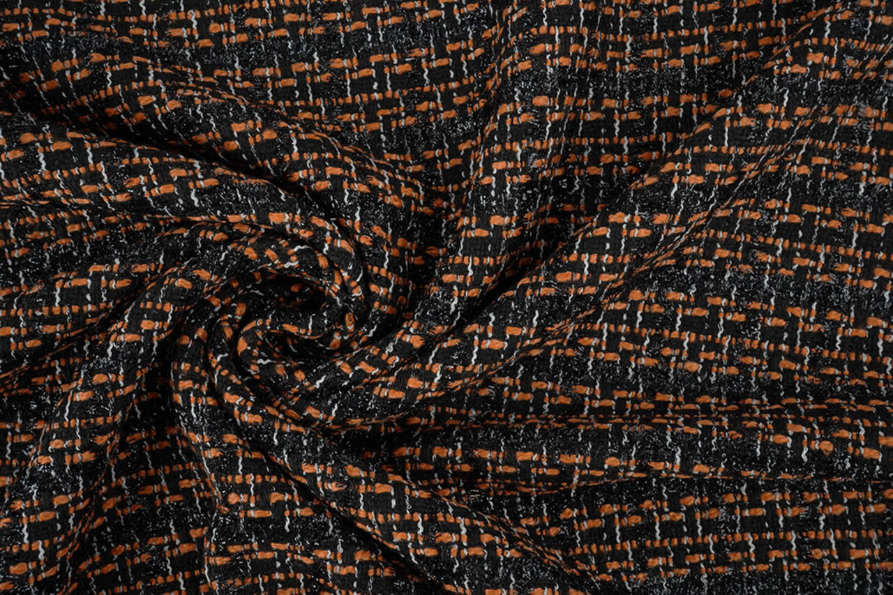 Bouclé Cuadros Norah Negro - Naranja