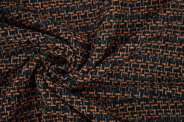 Bouclé Cuadros Norah Negro - Naranja