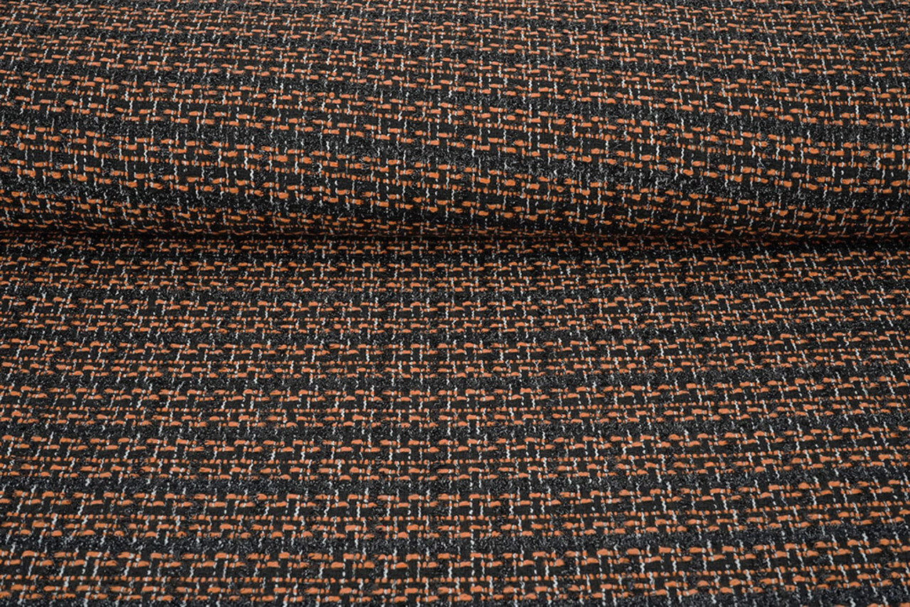 Bouclé Carreaux Norah Noir - Orange Bouclé Carreaux Norah Noir - Orange