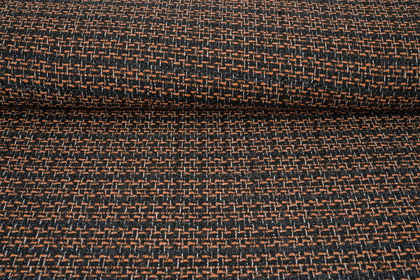 Bouclé Kariert Norah Schwarz - Orange Bouclé Kariert Norah Schwarz - Orange