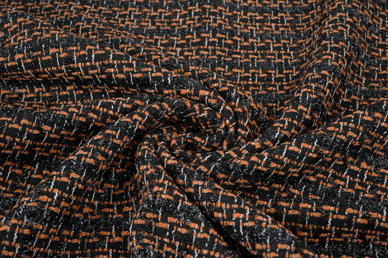 Bouclé Cuadros Norah Negro - Naranja