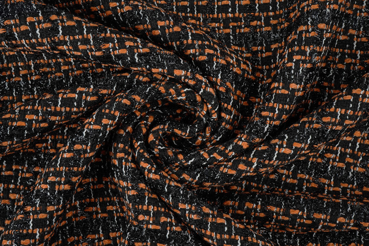 Bouclé Quadri Norah Nero - Arancione Bouclé Quadri Norah Nero - Arancione