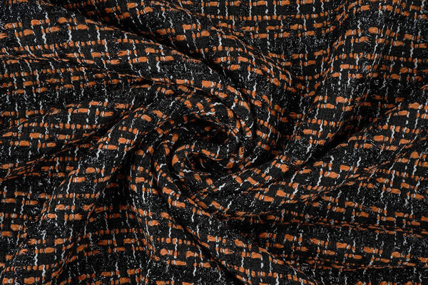 Bouclé Quadri Norah Nero - Arancione Bouclé Quadri Norah Nero - Arancione