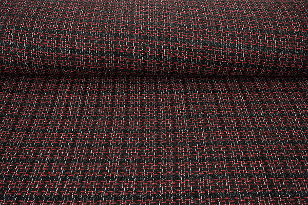 Bouclé Carreaux Norah Noir - Rouge Bouclé Carreaux Norah Noir - Rouge