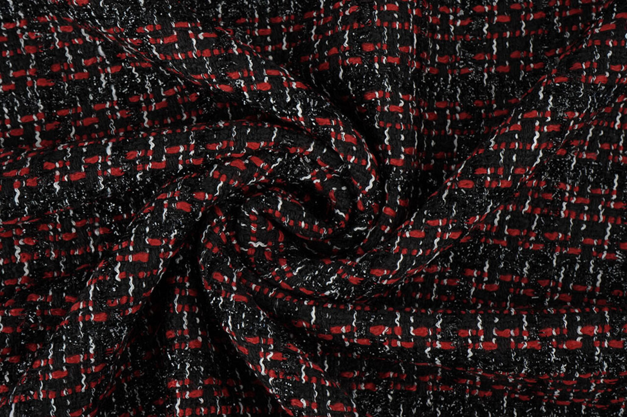 Bouclé Quadri Norah Nero - Rosso Bouclé Quadri Norah Nero - Rosso