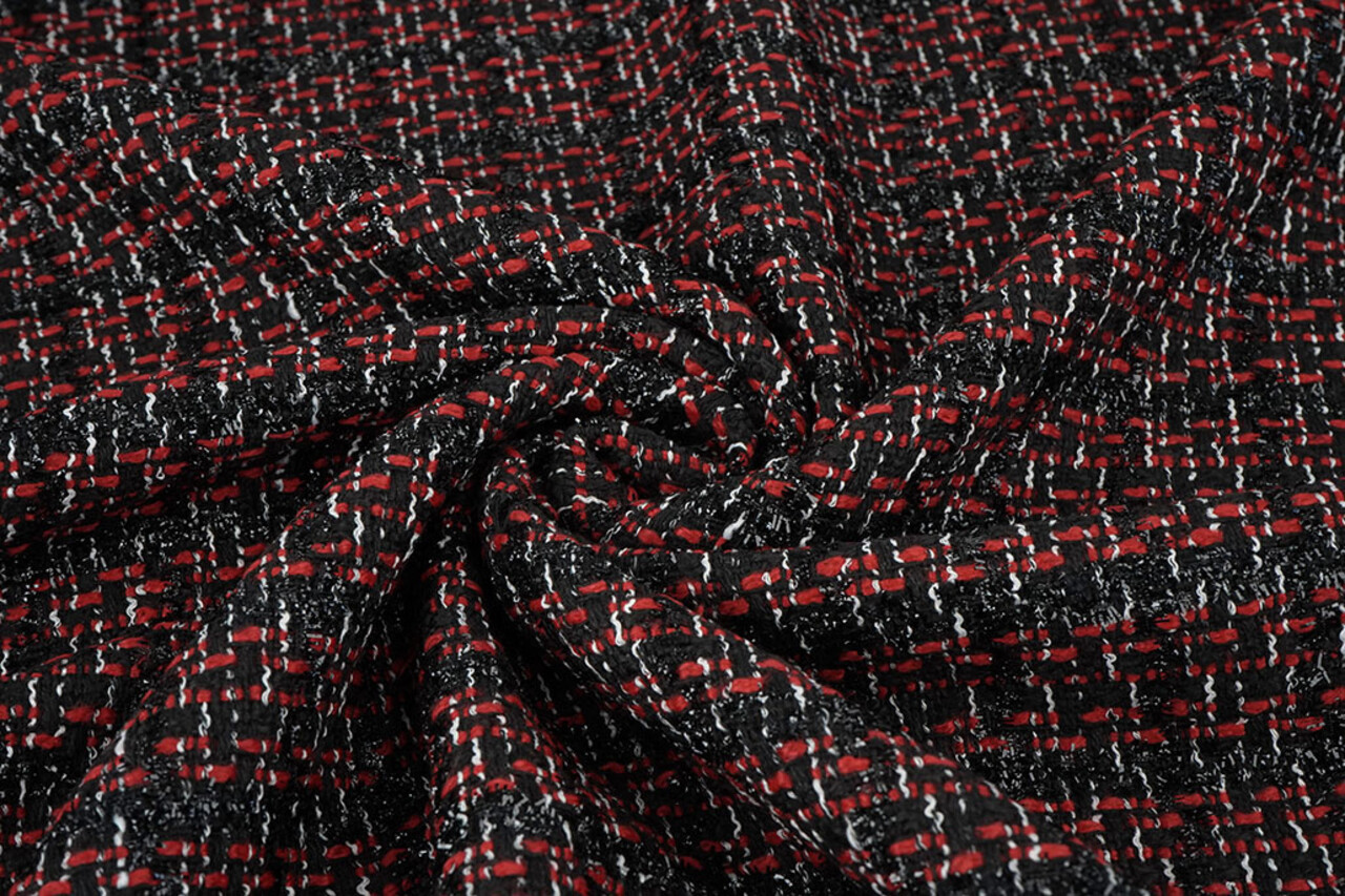 Bouclé Kariert Norah Schwarz - Rot Bouclé Kariert Norah Schwarz - Rot