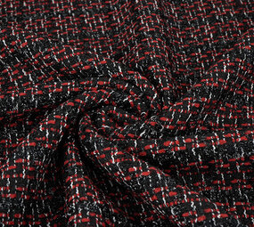 Bouclé Quadri Norah Nero - Rosso Bouclé Quadri Norah Nero - Rosso