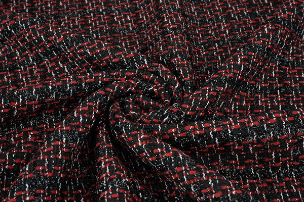 Bouclé Kariert Norah Schwarz - Rot Bouclé Kariert Norah Schwarz - Rot