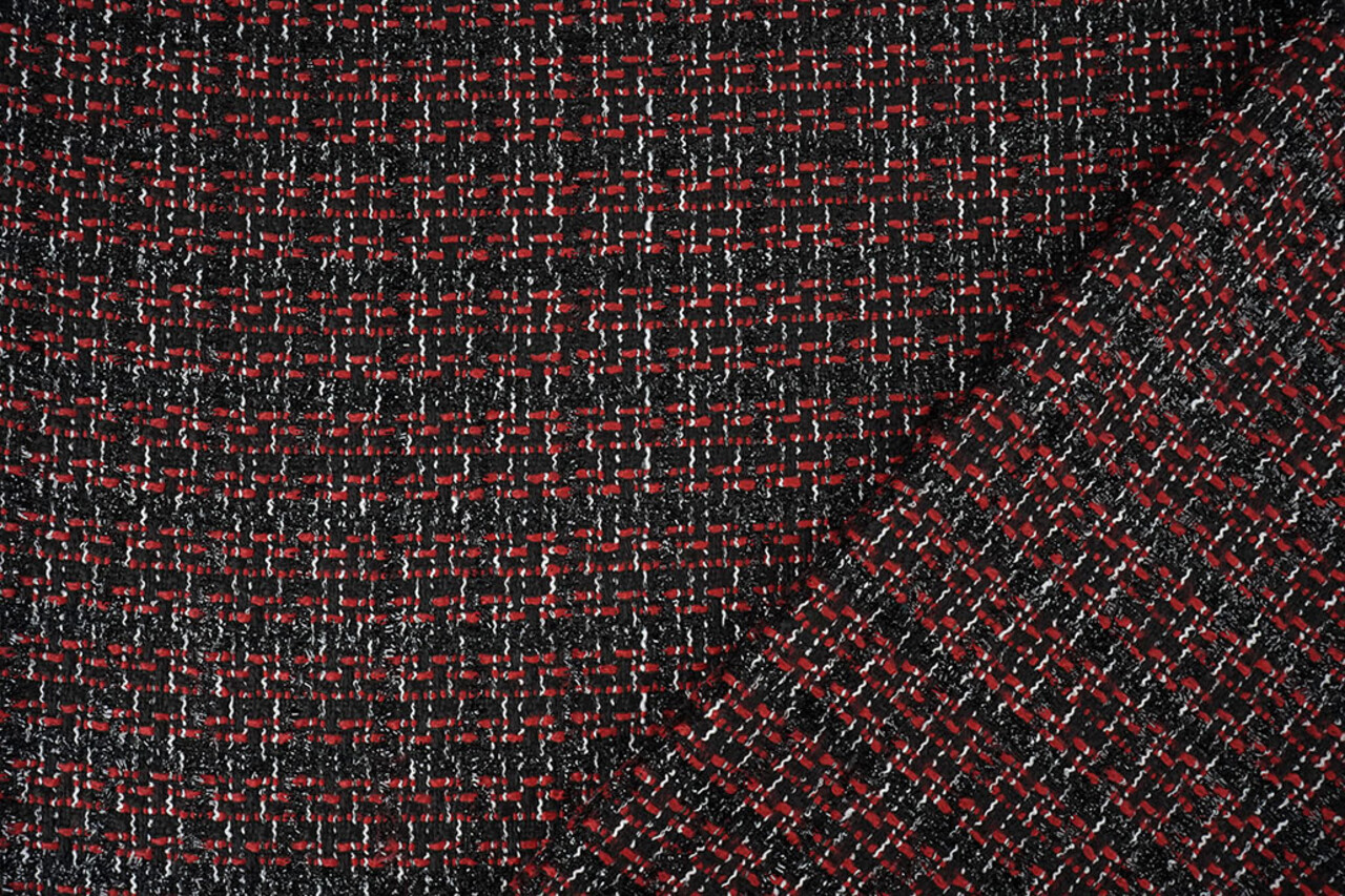 Bouclé Kariert Norah Schwarz - Rot Bouclé Kariert Norah Schwarz - Rot