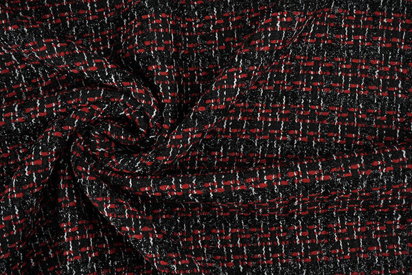 Bouclé Quadri Norah Nero - Rosso Bouclé Quadri Norah Nero - Rosso