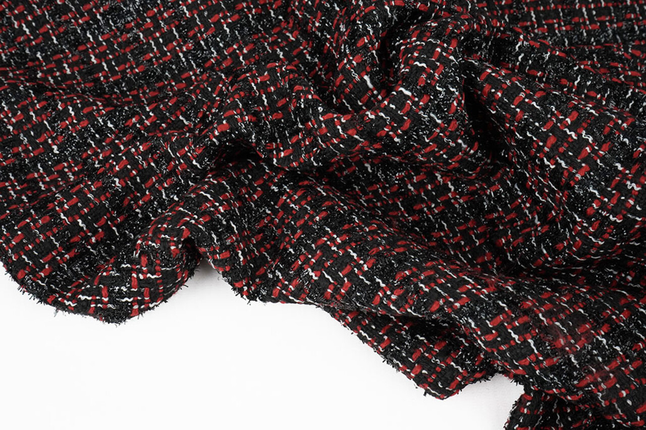 Bouclé Quadri Norah Nero - Rosso Bouclé Quadri Norah Nero - Rosso