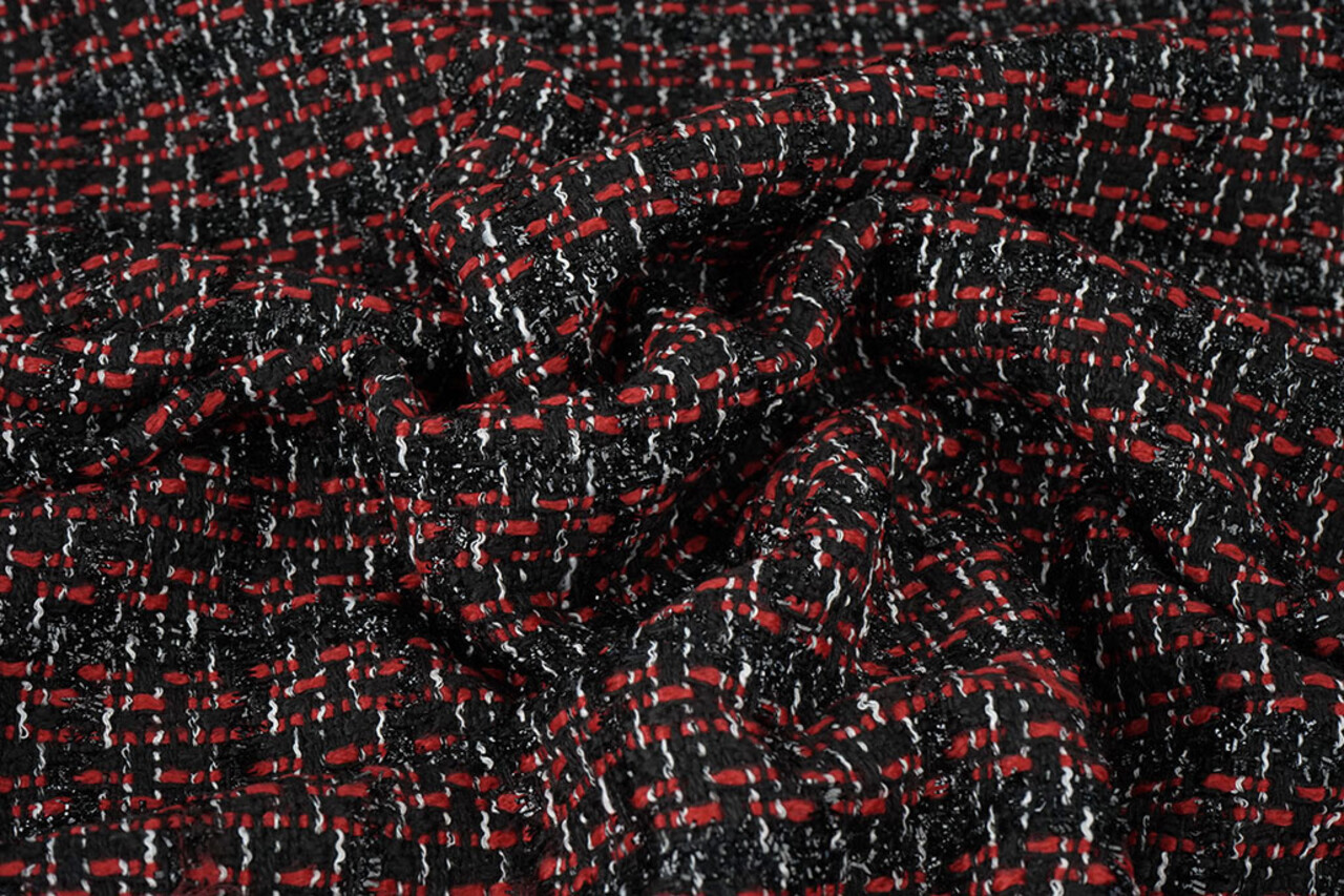 Bouclé Carreaux Norah Noir - Rouge Bouclé Carreaux Norah Noir - Rouge