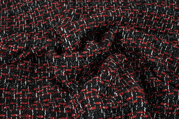 Bouclé Quadri Norah Nero - Rosso Bouclé Quadri Norah Nero - Rosso