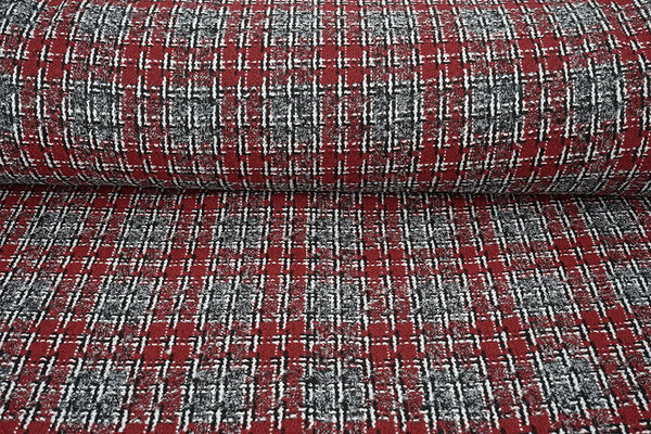 Bouclé Quadri Viviane Rosso - Grigio Bouclé Quadri Viviane Rosso - Grigio