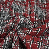 Bouclé Carreaux Viviane Rouge - Gris Bouclé Carreaux Viviane Rouge - Gris
