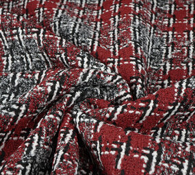 Bouclé Ruit Viviane Rood - Grijs Bouclé Ruit Viviane Rood - Grijs