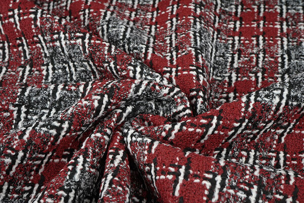 Bouclé Quadri Viviane Rosso - Grigio Bouclé Quadri Viviane Rosso - Grigio