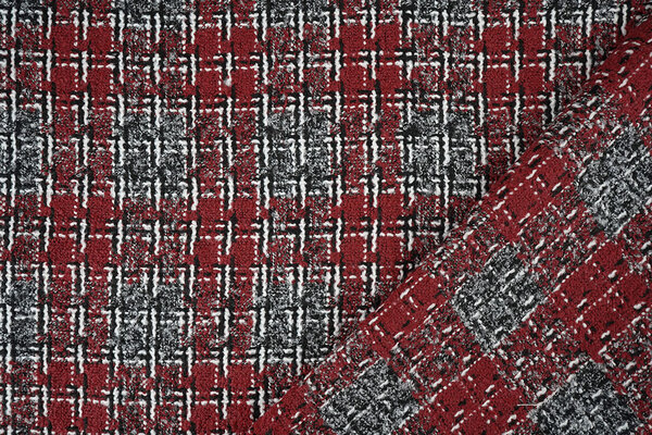Bouclé Carreaux Viviane Rouge - Gris