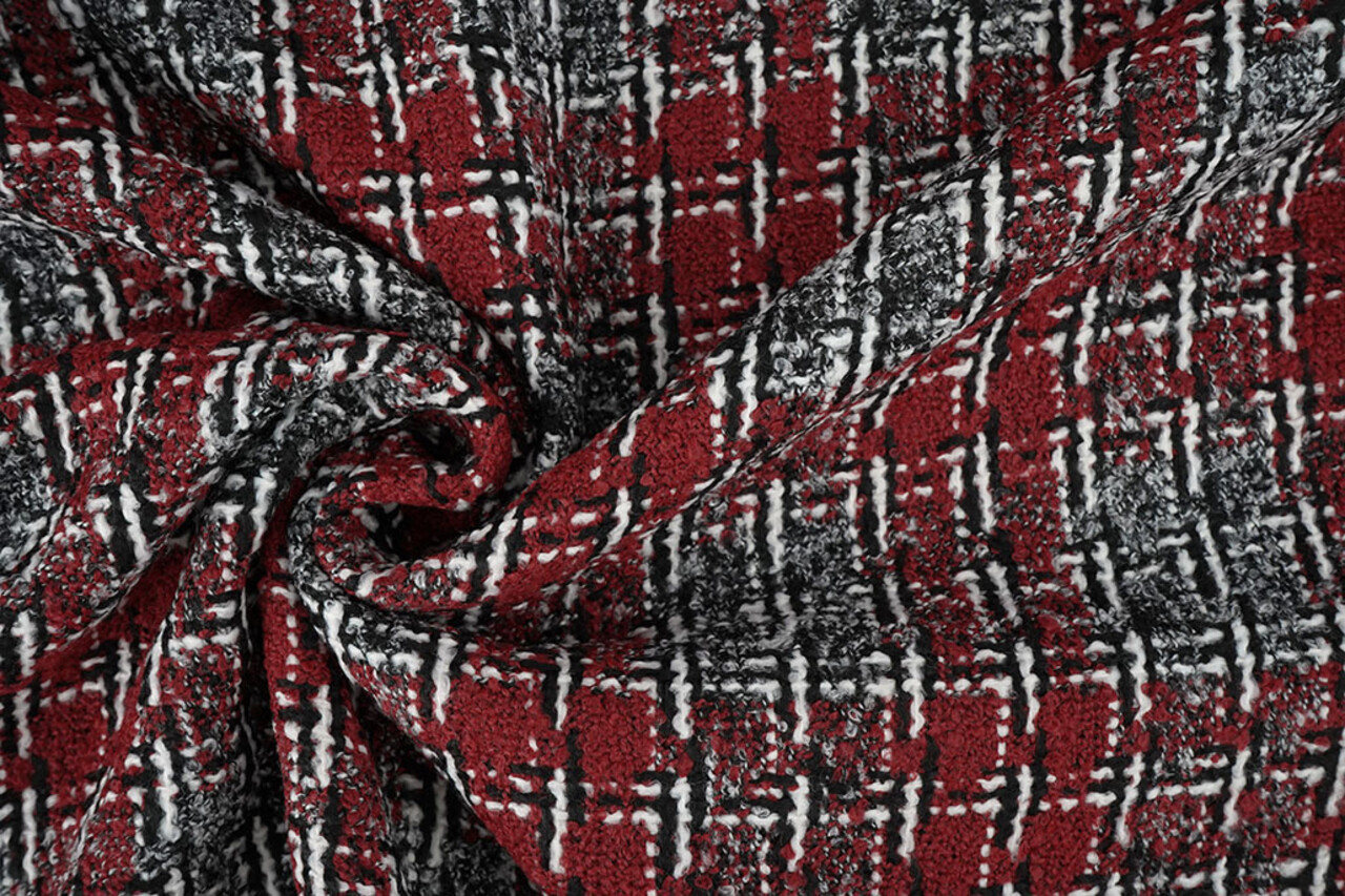 Bouclé Cuadros Viviane Rojo - Gris
