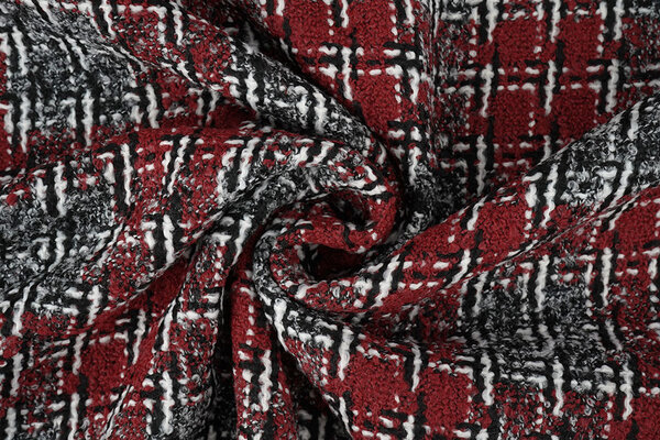 Bouclé Quadri Viviane Rosso - Grigio Bouclé Quadri Viviane Rosso - Grigio