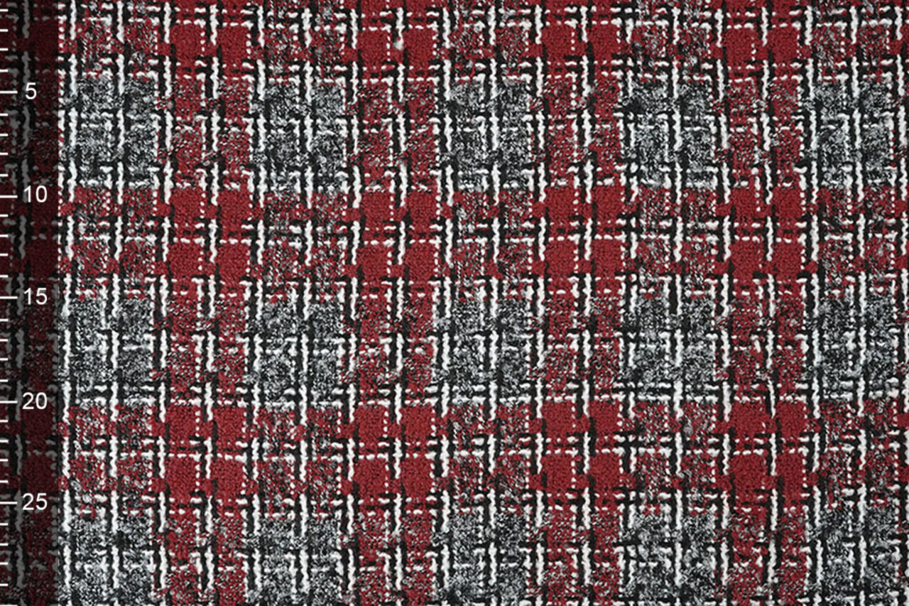Bouclé Quadri Viviane Rosso - Grigio Bouclé Quadri Viviane Rosso - Grigio