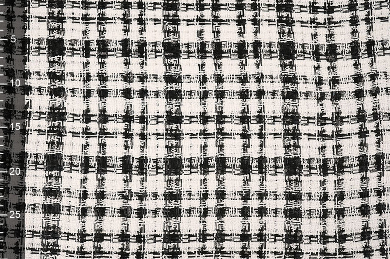 Bouclé Carreaux Fienna Blanc - Noir
