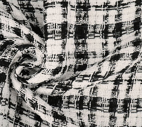 Bouclé Carreaux Fienna Blanc - Noir Bouclé Carreaux Fienna Blanc - Noir