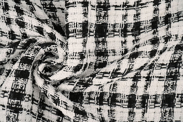 Bouclé Ruit Fienna Wit - Zwart Bouclé Ruit Fienna Wit - Zwart