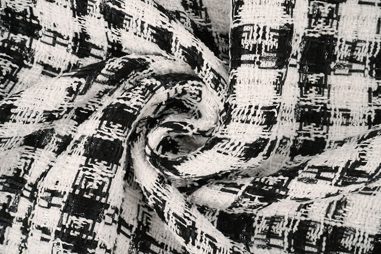 Bouclé Quadri Fienna Bianco - Nero Bouclé Quadri Fienna Bianco - Nero