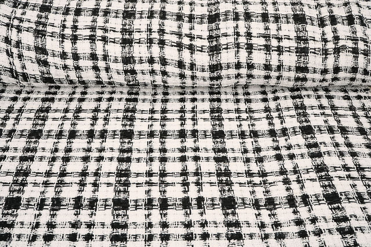 Bouclé Quadri Fienna Bianco - Nero Bouclé Quadri Fienna Bianco - Nero