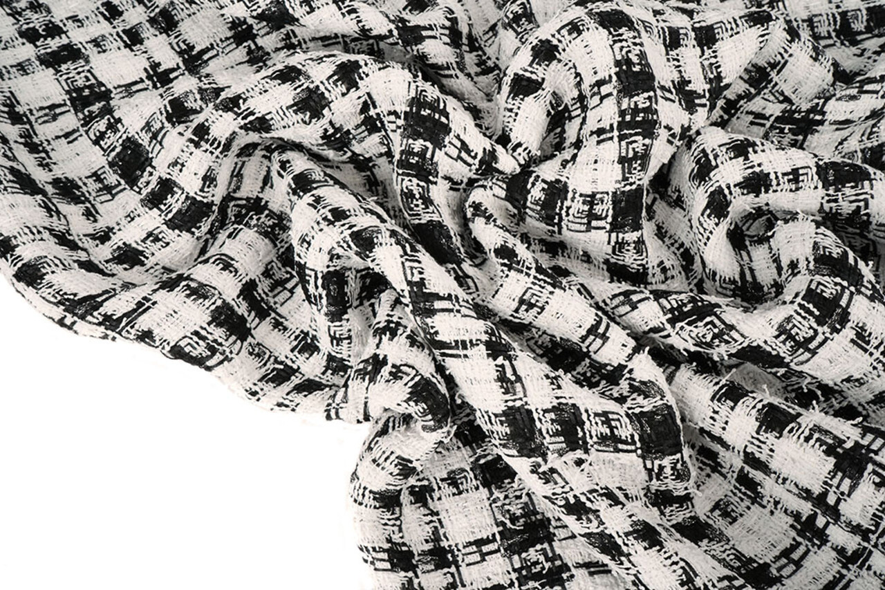 Bouclé Checkered Fienna White - Black Bouclé Checkered Fienna White - Black