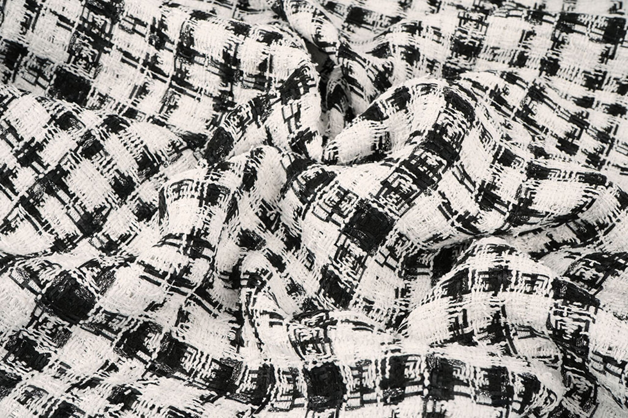 Bouclé Cuadros Fienna Blanco - Negro