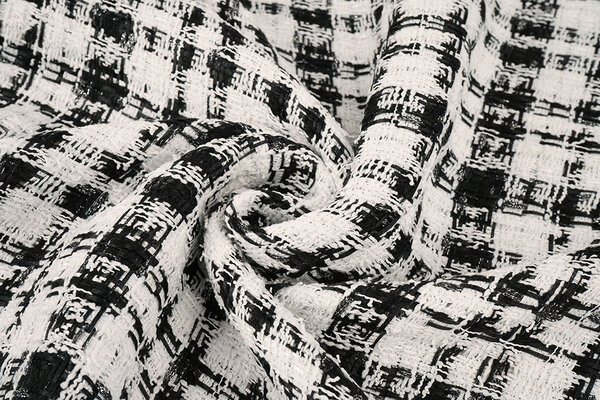 Bouclé Carreaux Fienna Blanc - Noir