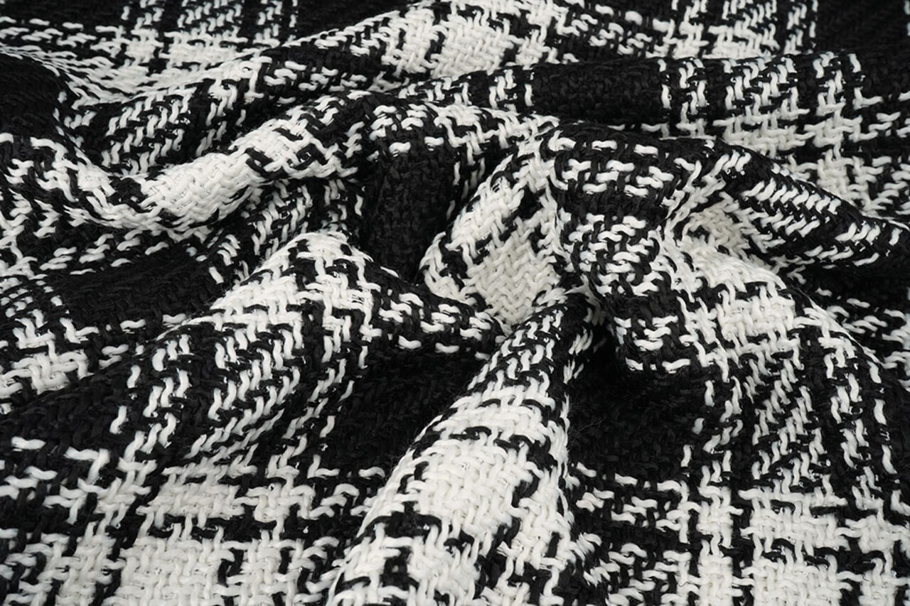 Bouclé Kariert Amara Schwarz - Weiß Bouclé Kariert Amara Schwarz - Weiß