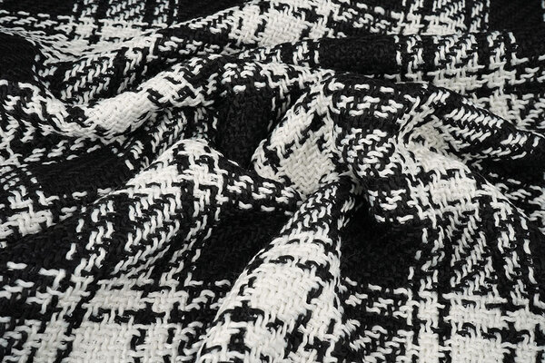 Bouclé Ruit Amara Zwart - Wit Bouclé Ruit Amara Zwart - Wit