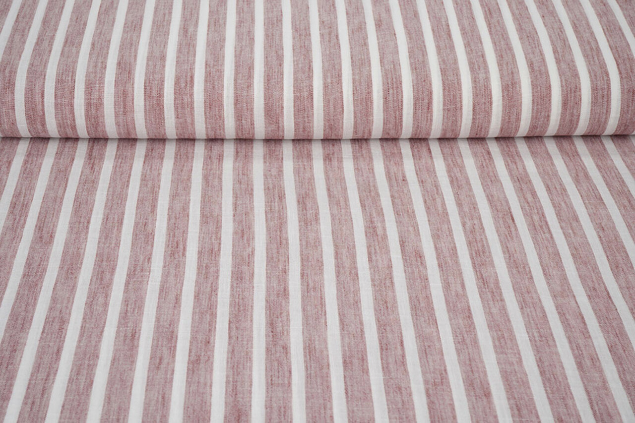 Linenlook Stripes Cerise Red