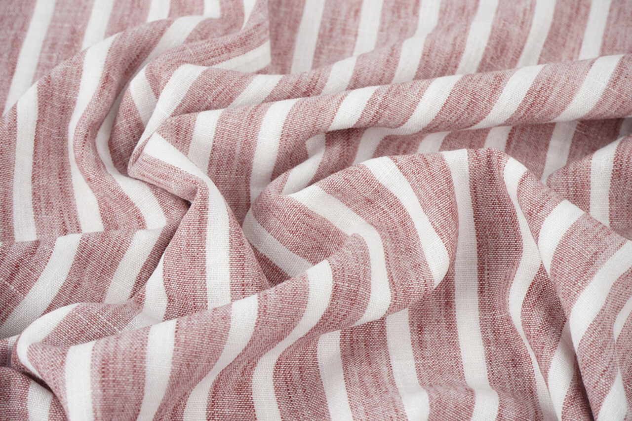 Effetto Lino Righe Cerise Rosso Effetto Lino Righe Cerise Rosso