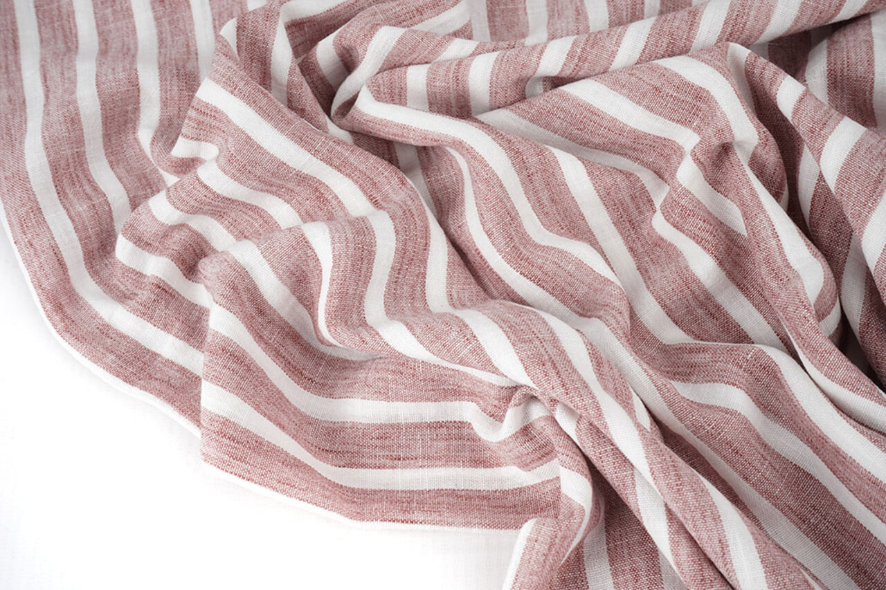 Effetto Lino Righe Cerise Rosso Effetto Lino Righe Cerise Rosso
