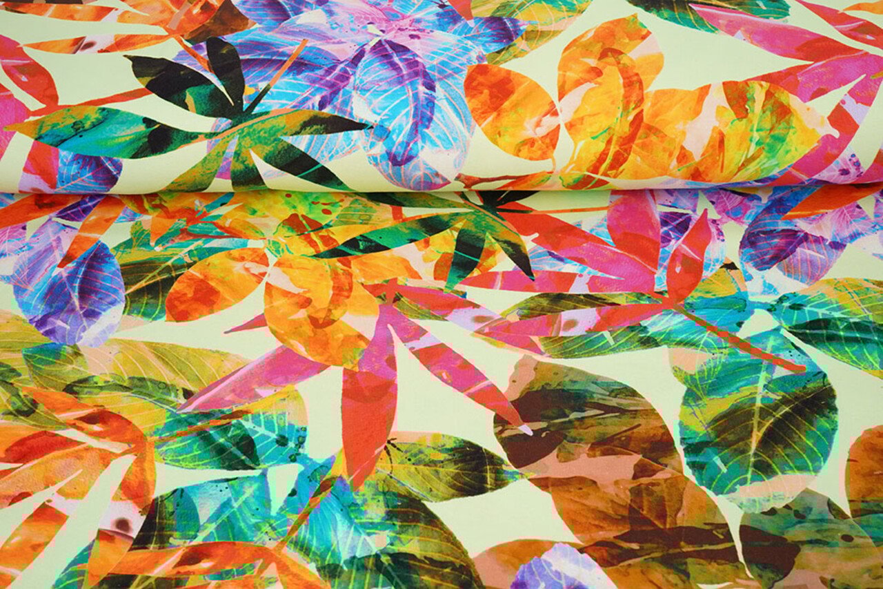 Cotton Jersey Leaves Cato Green