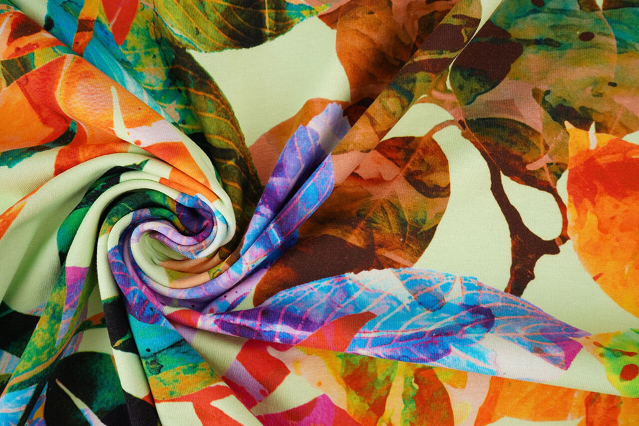 Cotton Jersey Blättern Cato Grün