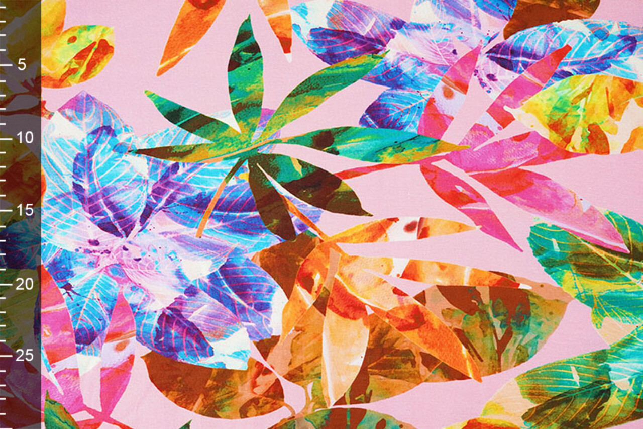 Cotton Jersey Leaves Cato Pink