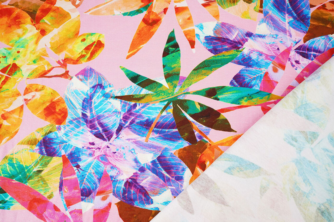 Cotton Jersey Leaves Cato Pink