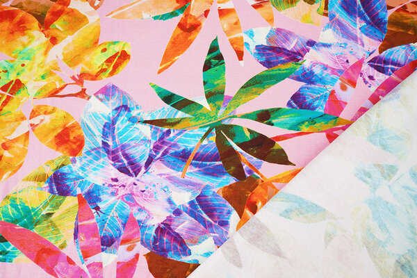 Cotton Jersey Leaves Cato Pink